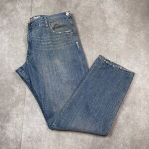 Akoo Denim Jeans Mens 40x32 Blue Y2K Baggy Skater Hip Hop Rap Wide Embroidered